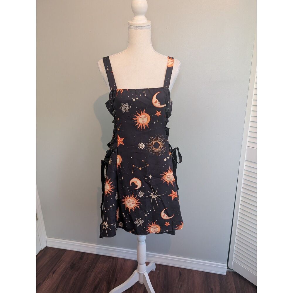 Celestial Print Black Dress